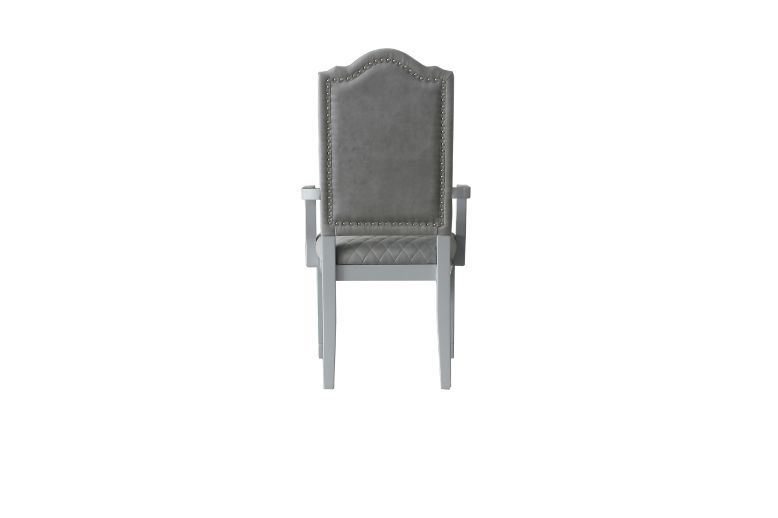 House Marchese - Arm Chair (Set of 2) - Two Tone Gray Fabric & Pearl Gray