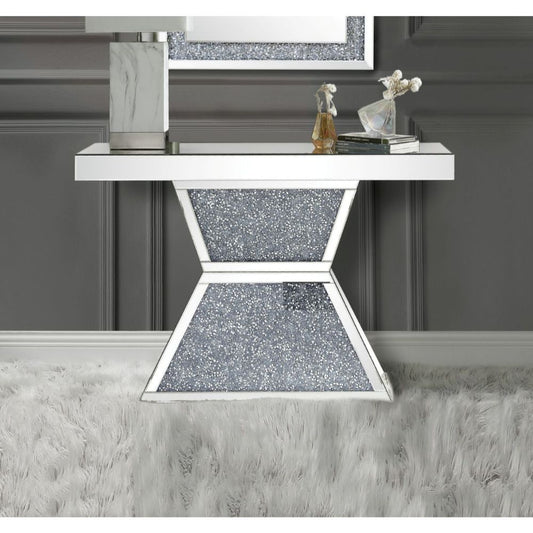 Noralie - 47" Console Table - Mirrored & Faux Diamonds