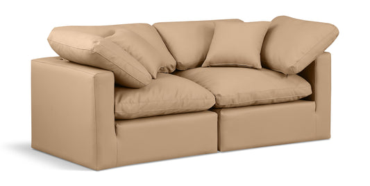 Indulge - Faux Leather 2 Piece Modular Sofa - Tan