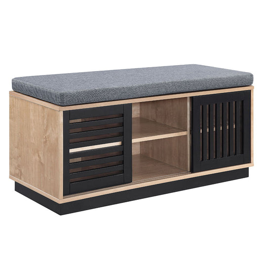Gamaliel - Bench With Storage - Oak & Espresso
