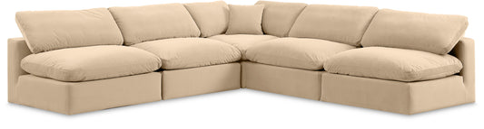 Comfy - 5 Piece Velvet Modular Corner Armless Sectional