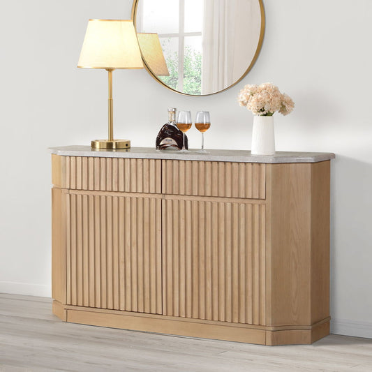 Qwin - Server With Marble Top - Marble Top & Oak