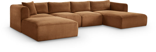 Shaggy - Fabric 5 Piece Modular Sectional With Chaise And Ottoman