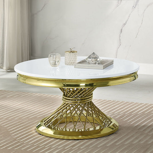 Fallon - Coffee Table With Engineered Stone Top - Engineered Stone Top & Gold