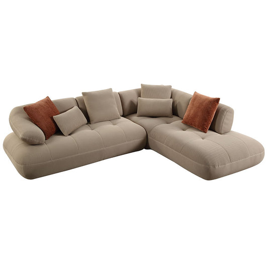 Carrick - Sectional Sofa With 6 Pillows - Beige Sandwich Mesh Fabric