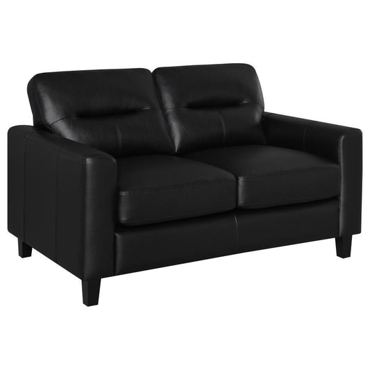 Scotland - Faux Leather Upholstered Track Arm Loveseat