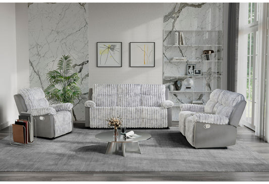 U6028 - 3 Piece Living Room Set (Reclining Sofa / Console Reclining Loveseat / Glider Recliner) - Grey