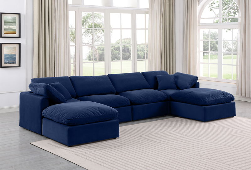 Indulge - Velvet 6 Piece Modular Double Chaise Sectional