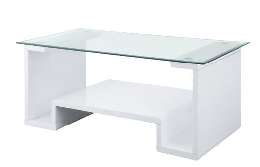 Nevaeh - Coffee Table - Clear Glass Top & White High Gloss