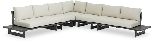 Maldives - 5 Piece Water Resistant Outdoor Patio Modular Sectional With Gray Base
