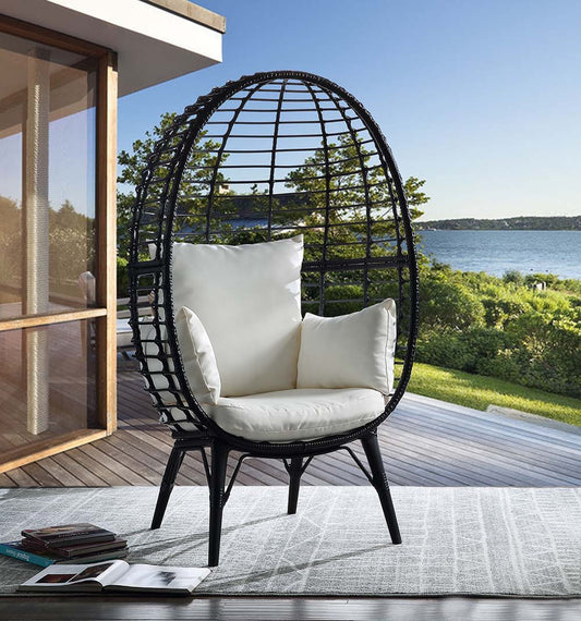 Penelope - Patio Lounge Chair - Light Gray Fabric & Black