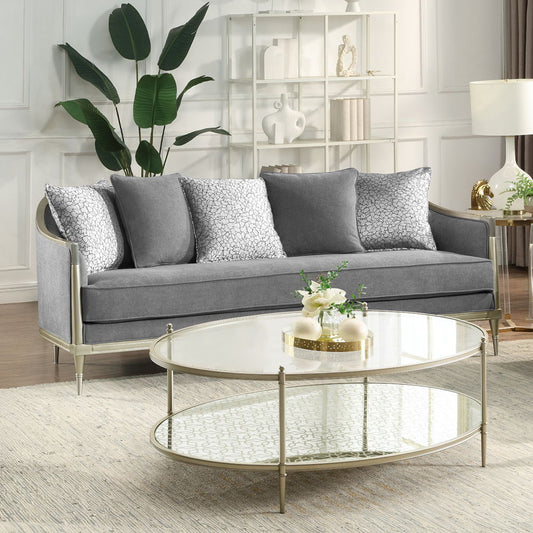 Fernando - Sofa & Loveseat Set - Gray Chenille & Champagne