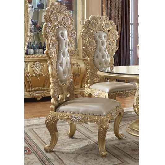 Cabriole - Side Chair (Set of 2) - Light Gold Synthetic Leather & Gold