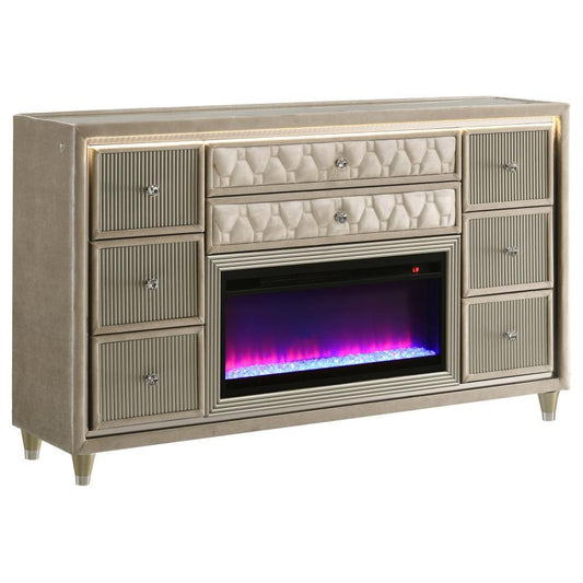 Lorient - 8-Drawer LED Bedroom Flame Box Dresser