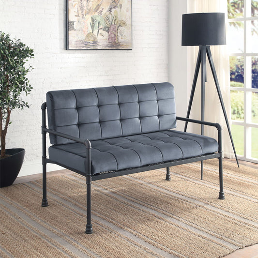 Brantley - Loveseat - Gray Velvet & Sandy Gray