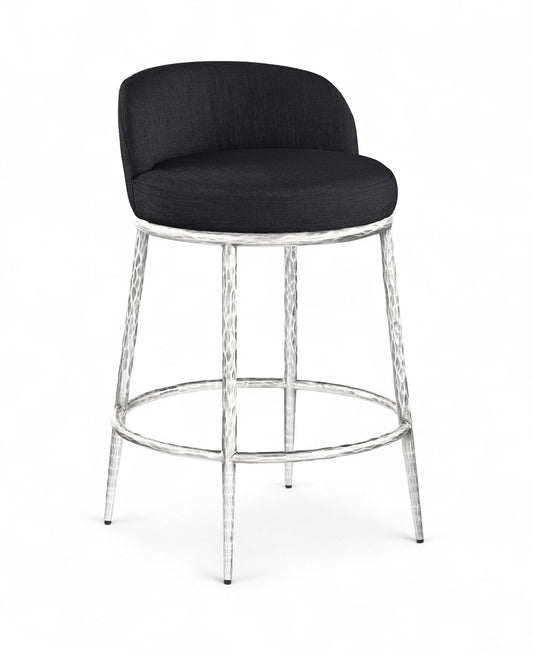 Ferro - Upholstered Counter Stool With Brushed Silver Base