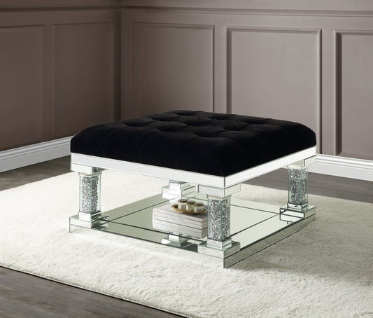 Noralie - Ottoman - Mirrored & Faux Diamonds
