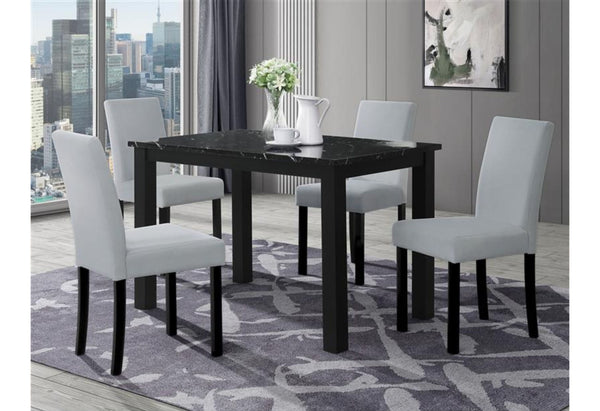 D8032 - 5 Piece Dining Room Set (Dining Table And Dining Chair) - Black / Silver