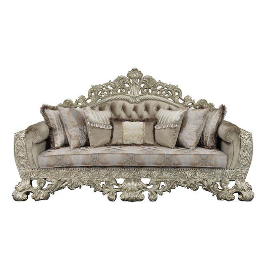 Sorina - Sofa & Loveseat Set - Velvet, Fabric & Antique Gold