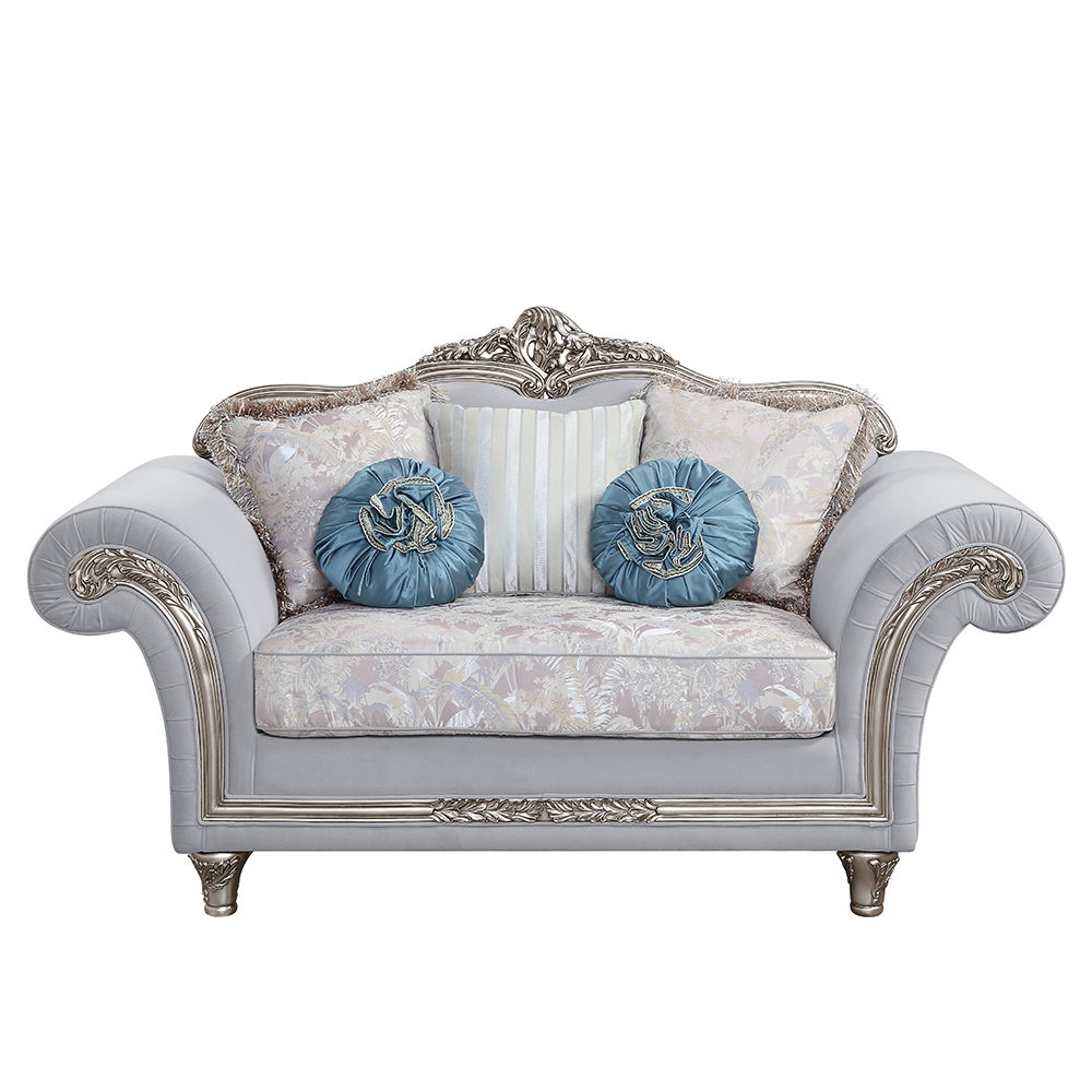 Pelumi - Sofa & Loveseat Set - Light Gray Linen & Platinum