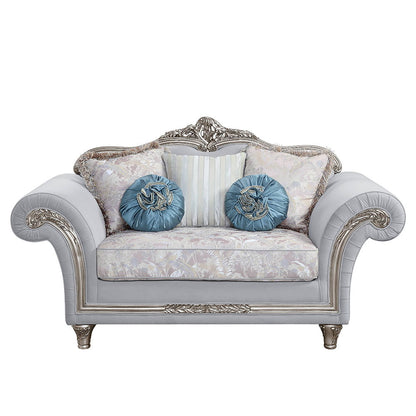 Pelumi - Sofa & Loveseat Set - Light Gray Linen & Platinum