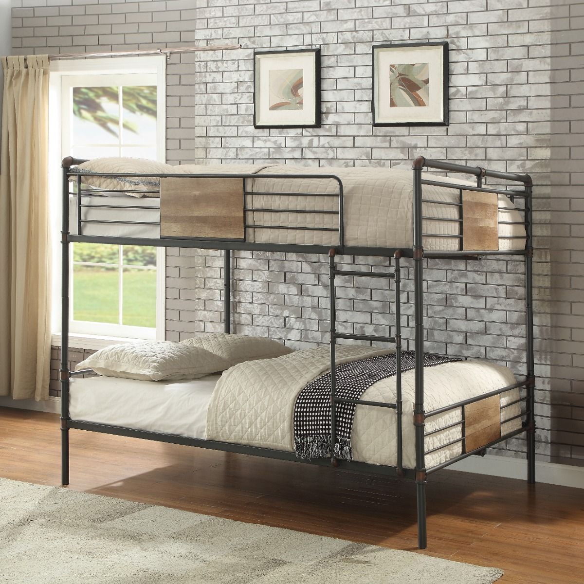 Brantley - Double Queen Bunk Bed - Sandy Black & Dark Bronze Hand-Brushed