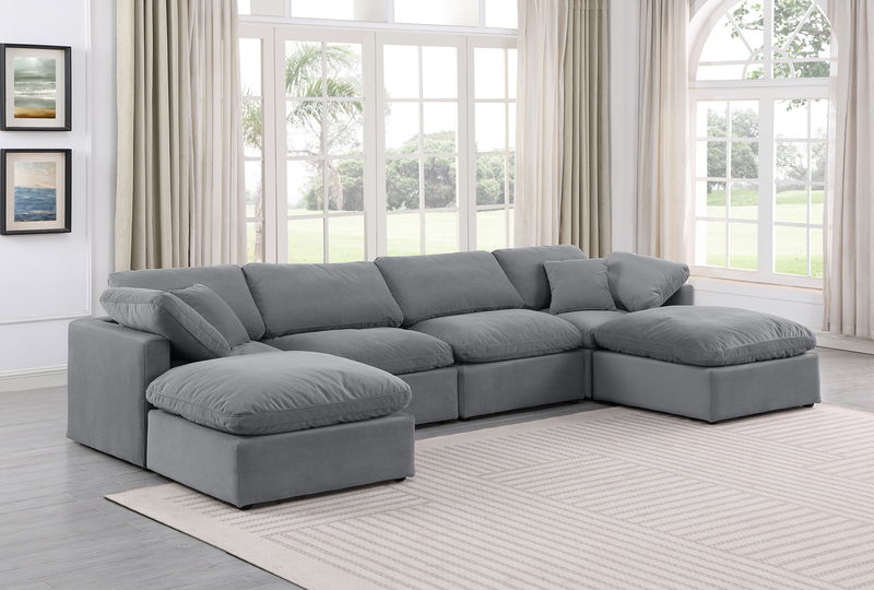 Indulge - Velvet 6 Piece Modular Double Chaise Sectional