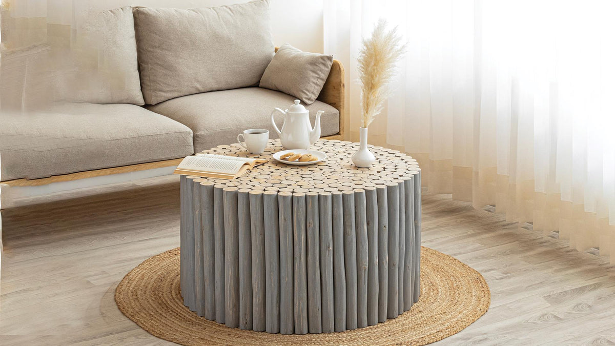 T1009 Gray Coffee Table; decorative accessories not included