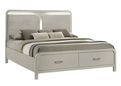 Aria Beige Bedroom Set - bed view. Shared supplier photo; photographed size is not verified.