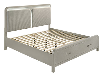 Aria Beige Bedroom Set - bed view. Shared supplier photo; photographed size is not verified.