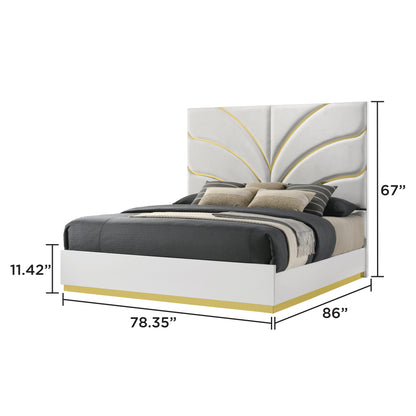 Giovanni White Bed - King bed dimension diagram; applies to King size only.