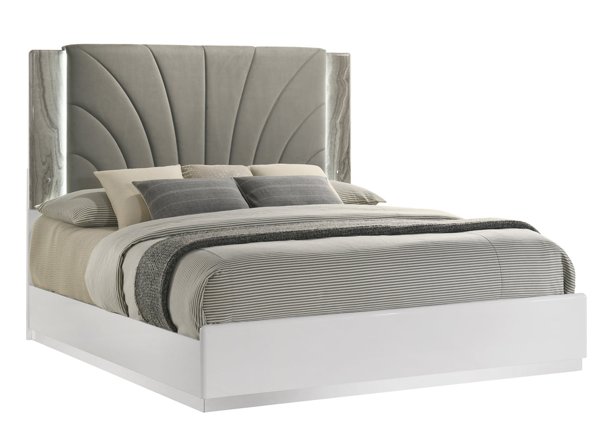 Jazz White Bedroom Set - bed view. Shared supplier photo; photographed size is not verified.