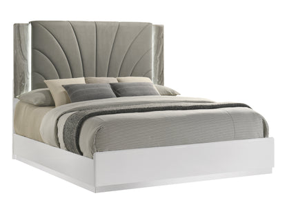 Jazz White Bedroom Set - bed view. Shared supplier photo; photographed size is not verified.