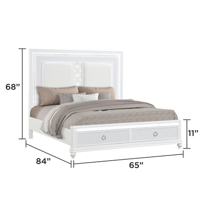 Abigale White Bed - Queen bed dimension diagram; applies to Queen size only.
