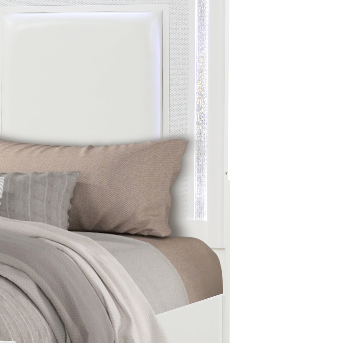 Abigale White Bed - upholstery detail.