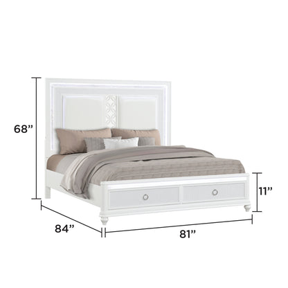 Abigale White Bed - King bed dimension diagram; applies to King size only.