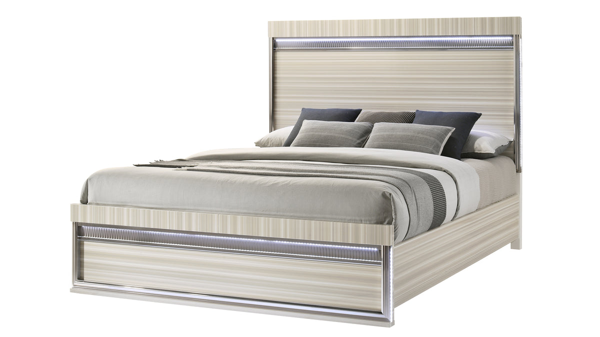 Leonor Gray Bed - bed-only view. Shared supplier photo; photographed bed size is not verified.
