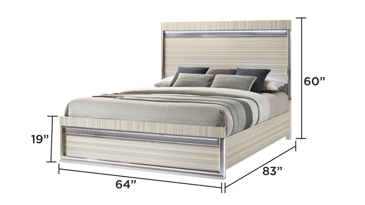 Leonor Gray Bed - Queen bed dimension diagram; applies to Queen size only.