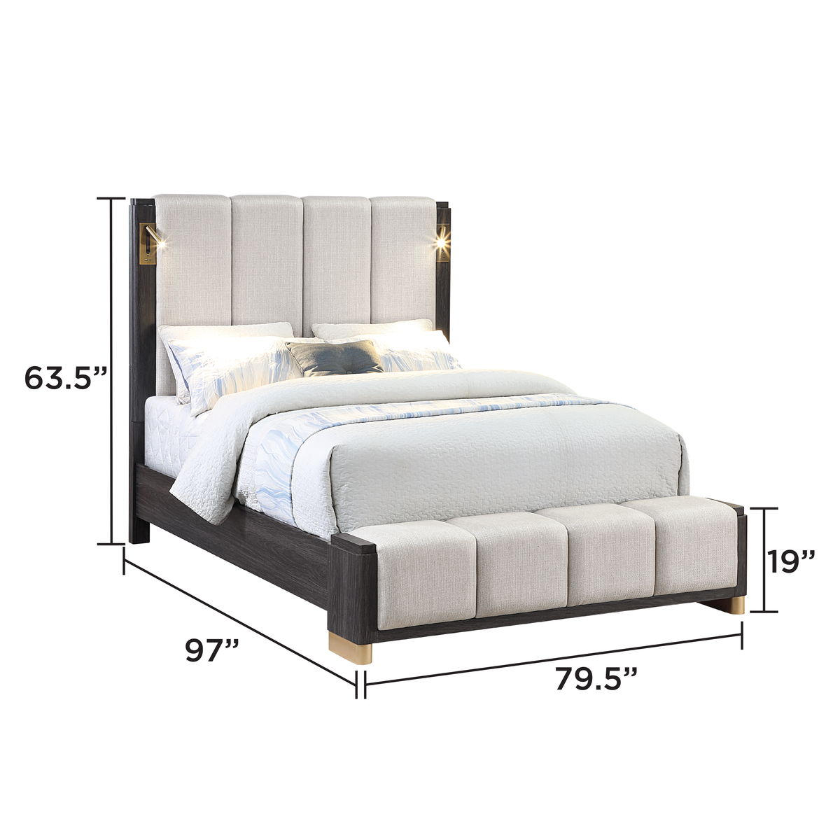 Clifton Espresso Bed - King bed dimension diagram; applies to King size only.