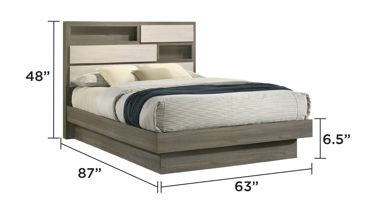 GEM Gray Bed - Queen bed dimension diagram; applies to Queen size only.