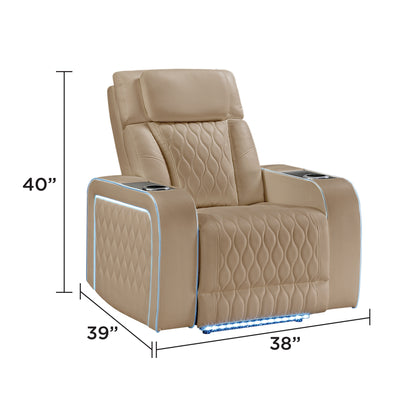 electra caramel recliner — supplier dimension diagram.