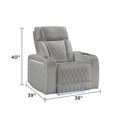 electra gray recliner — supplier dimension diagram.