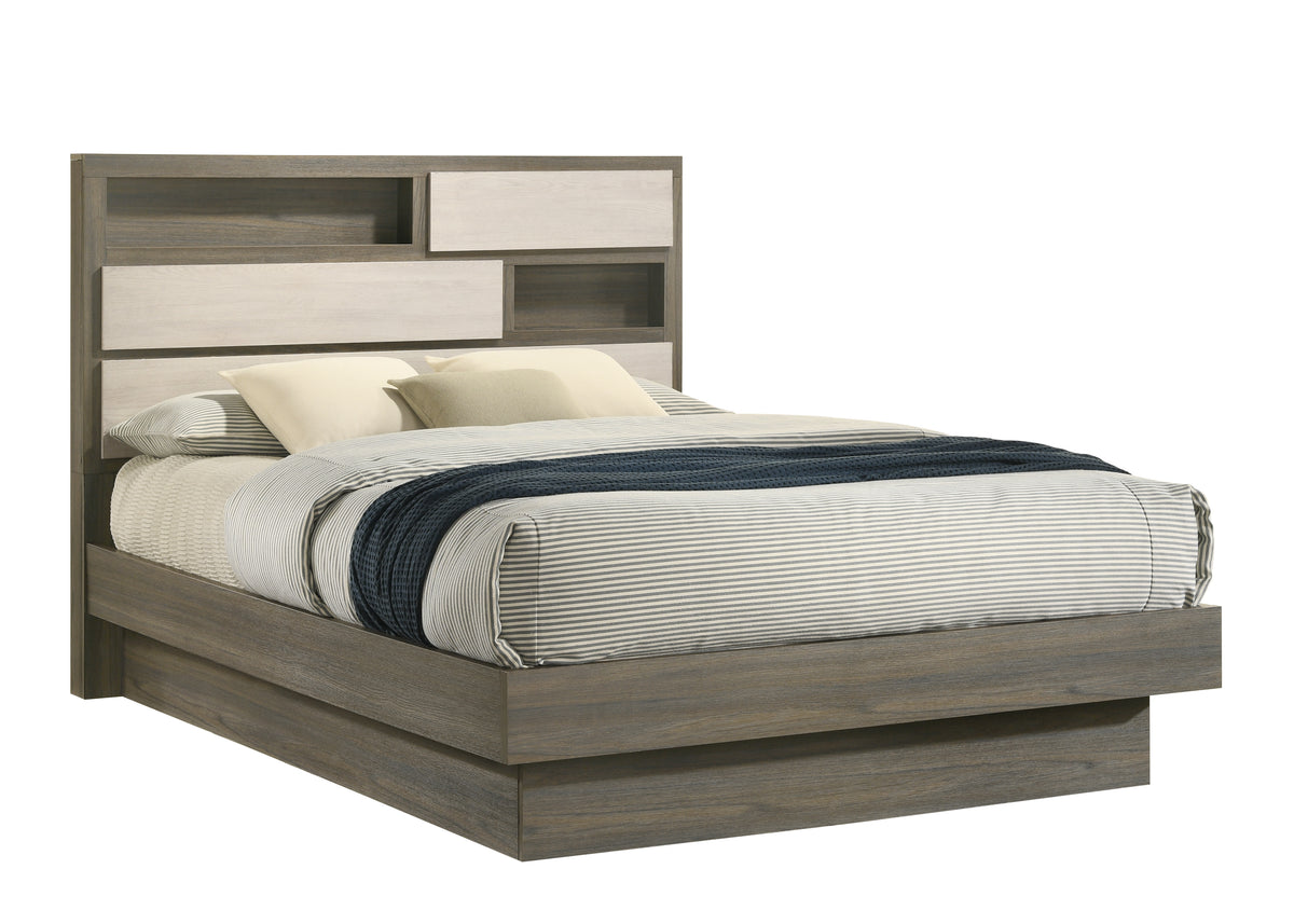 GEM Gray Bed - bed-only view. Shared supplier photo; photographed bed size is not verified.
