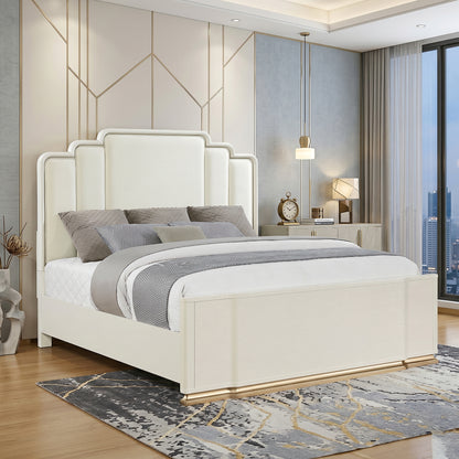 Lexington Beige Bedroom Set - staged bed view; bedding and room accessories are not included. Shared supplier photo; photographed bed size is not verified.