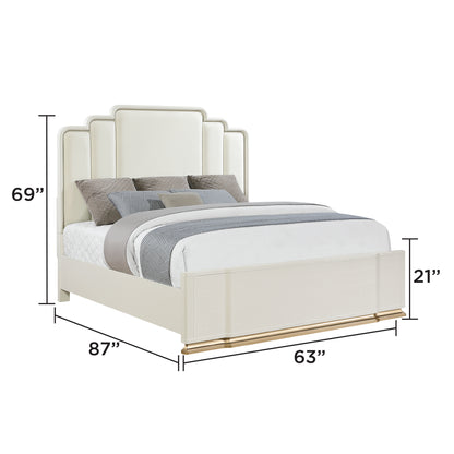 Lexington Beige Bedroom Set - Queen bed dimension diagram; applies to Queen size only.