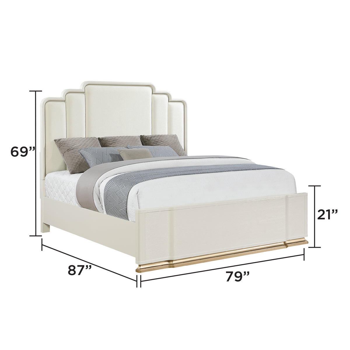 Lexington Beige Bedroom Set - King bed dimension diagram; applies to King size only.