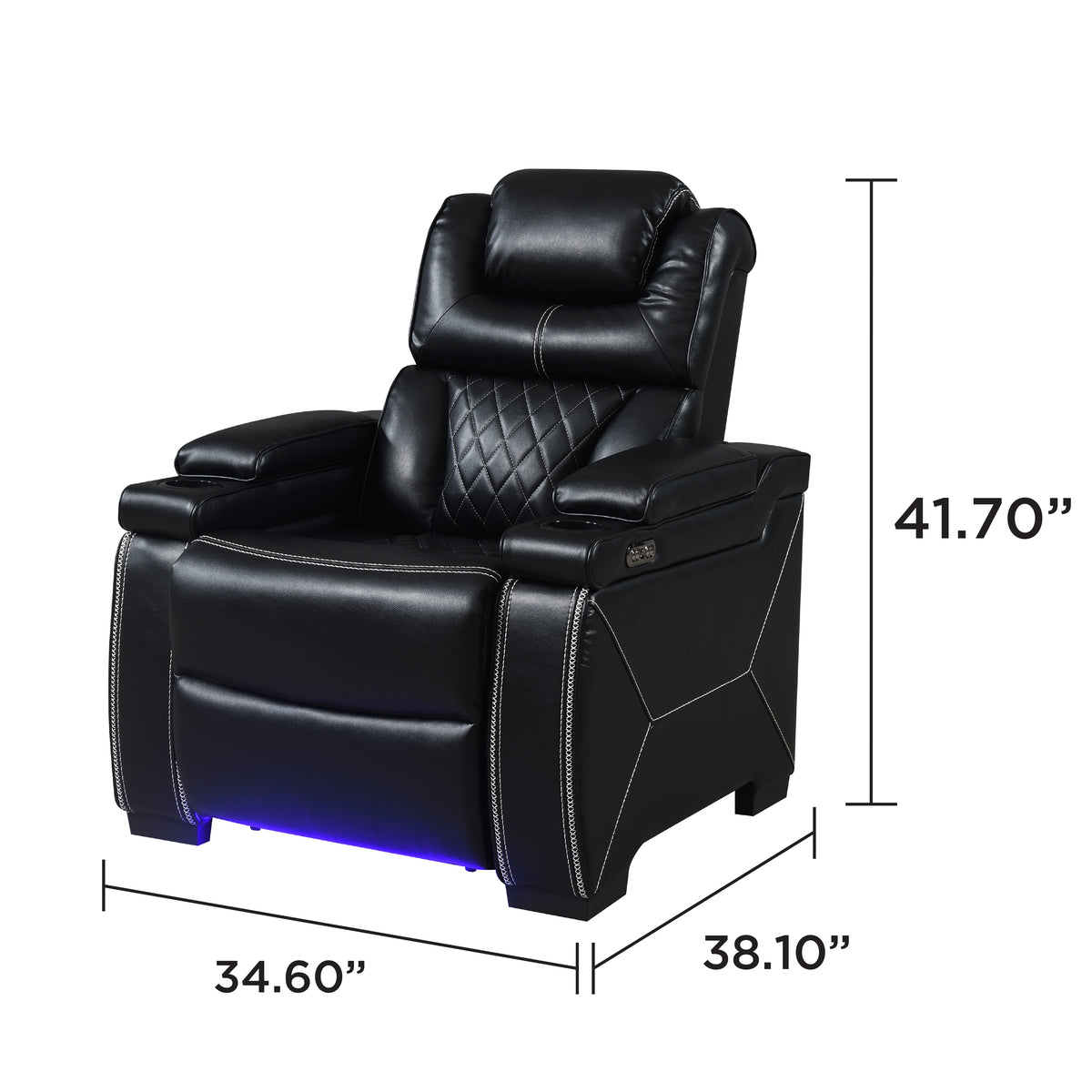 lexus black recliner — supplier dimension diagram.