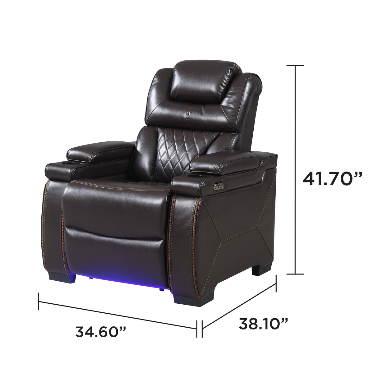lexus brown recliner — supplier dimension diagram.
