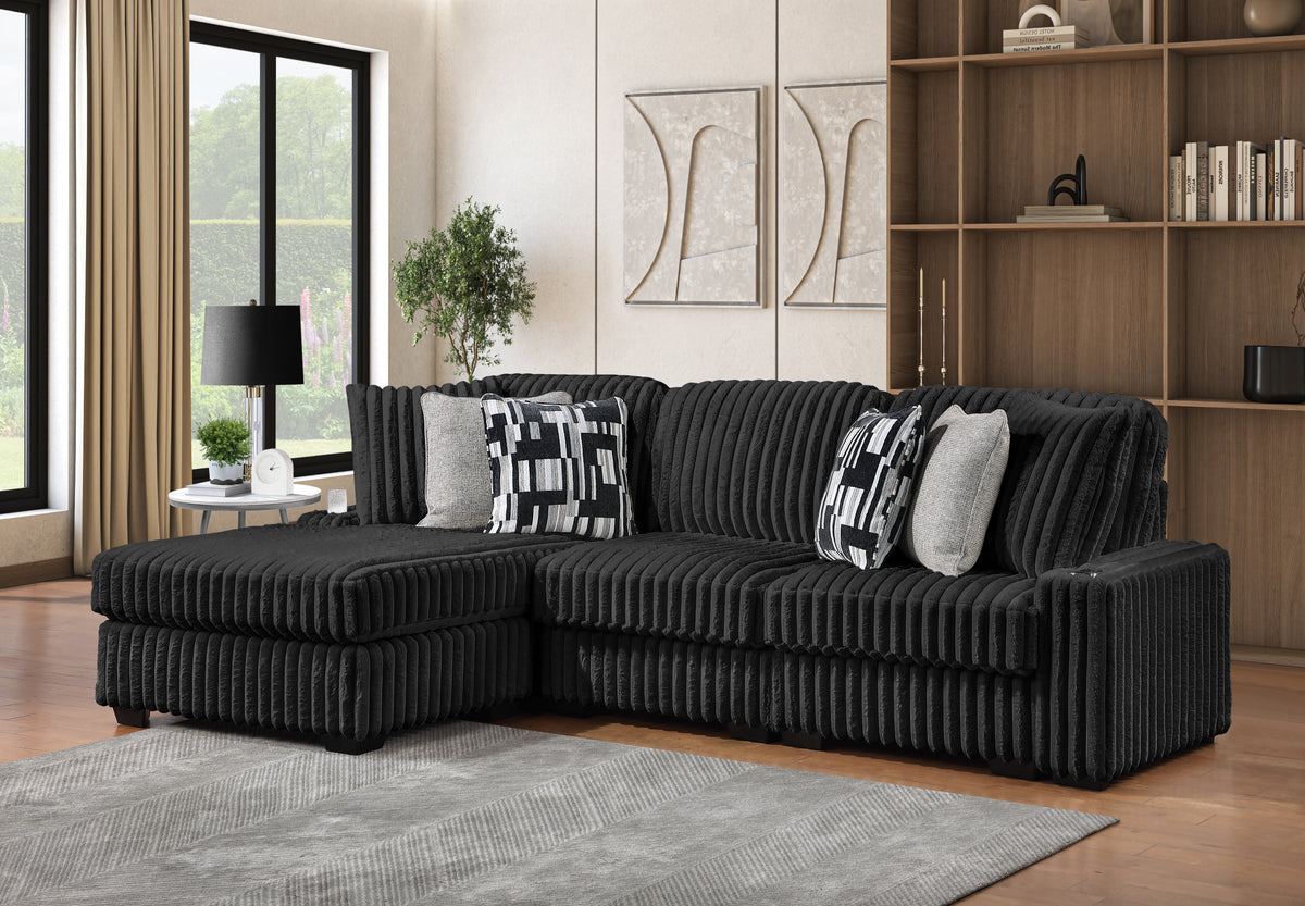Puffy Black furniture in a room setting