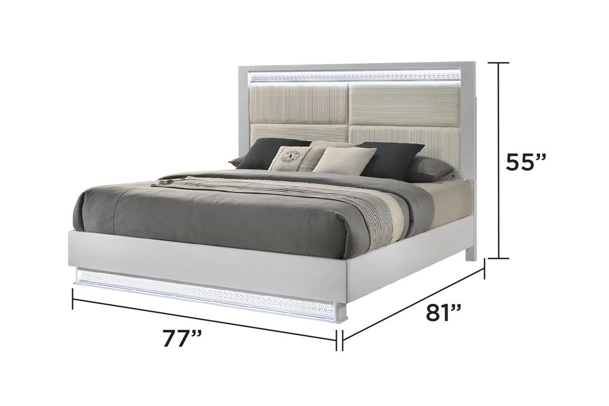 Glam White Bed - King bed dimension diagram; for King size only.